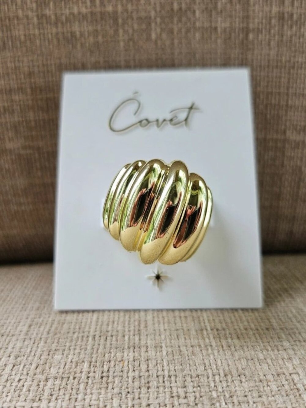 Covet Women Ring Gold Tone Fashion Jewelry Statement Ring Size 7 NWT